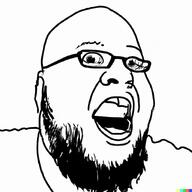 beard glasses meta:ai_generated open_mouth soyjak variant:fatjak // 1024x1024 // 74.0KB