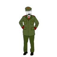 angry arm clothes full_body glasses necktie open_mouth raid_(soyjak_party) soyjak stubble suit text variant:feraljak // 1280x1280 // 44.0KB