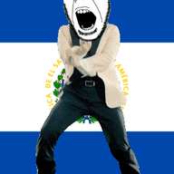angry animated country dance el_salvador flag full_body gangnam_style glasses irl open_mouth soyjak spanish_text stubble variant:cobson // 300x460 // 494.1KB