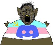 beard brown_skin communism discord fat flag:transgender_pride_flag hair hammer_and_sickle pig trend:slopjak variant:markiplier_soyjak // 1024x839 // 83.5KB