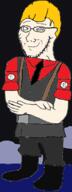 NOPEXDD NOPEXDDD battleship belt bismarck black_background boots clothes clous glasses hair nate necktie sea smirk smug soyjak straps stubble that_one_fucking_picture_of_nate_being_a_smug_little_bastard variant:soyak white_skin yellow // 256x683 // 74.0KB