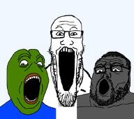 gigachad meta:tagme pepe pepe_the_frog soyjak soyjak_trio variant:gapejak variant:markiplier_soyjak variant:tony_soprano_soyjak // 828x732 // 35.6KB