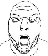 flart glasses open_mouth soyjak stubble variant:unknown // 1256x1468 // 278.7KB