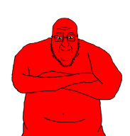 amazing bald belly_button blart closed_mouth crossed_arms fat forehead_lines glasses happy obese red red_skin smile soyjak stubble variant:blartjak white_background // 876x921 // 15.8KB