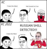 adidas animal bloodshot_eyes chicken clothes crying doomer feather flag flag:poland full_body glasses hair kohlchan lgbt logo mustache open_mouth pointing poland rainbow russo_ukrainian_war smile smirk smug soyjak stubble suspicious text track_suit variant:a24_slowburn_soyjak variant:chudjak variant:wojak vein white_skin wojak // 958x993 // 282.3KB