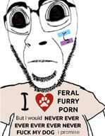 biting_lip clothes furry glasses i_love i_would_never soyjak stubble subvariant:hornyson subvariant:hydrocephason subvariant:science_lover text tshirt variant:cobson variant:markiplier_soyjak zoophile // 812x1049 // 315.7KB