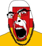 animal country deer flag flag:lublin full_head glasses hair looking_to_the_right lublin open_mouth poland soyjak stubble teeth text variant:cobson voivodeship // 721x789 // 76.5KB