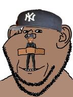 50_cent bandage brown_skin cap clothes ear gigachad hat rap smile soyjak stubble tape variant:impish_soyak_ears yankees // 598x800 // 148.7KB