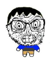 angry big_eyes closed_mouth clothes hair jake jakparty_soy jartycuck seething soyjak stubble subvariant:fun_sized_feraljak teeth tiny variant:feraljak wrinkles // 166x177 // 17.0KB