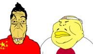 2soyjaks Chinamutt china chinksectoid flag:china flag:japan gook headband japan looking_at_each_other subvariant:asiamutt subvariant:chinkmutt variant:markiplier_soyjak variant:meximutt yellow_skin // 1500x877 // 37.3KB