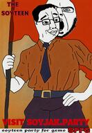 chud clothes flag happy mouth_closed political_party poster propaganda smile soyjak_party suit text trend:aryan variant:chudjak variant:cobson // 1080x1554 // 1.2MB