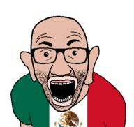 amerimutt clothes country flag glasses mexico open_mouth soyjak stubble variant:el_perro_rabioso // 423x400 // 64.4KB