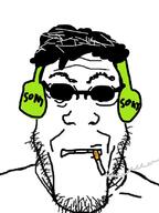 cigarette glasses hair headphones smoke smoking sony soyjak stubble sunglasses variant:markiplier_soyjak wrinkles // 620x824 // 261.2KB