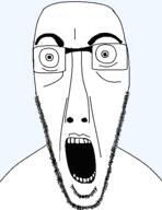 alternate glasses open_mouth soyjak stubble template variant:cobson // 461x598 // 11.2KB