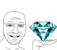 arm closed_mouth ear gem glasses hand holding_gem holding_object smile soyjak stubble variant:unknown // 734x643 // 148.6KB