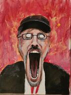 clothes doug_walker fire hell necktie nostalgia_critic oekaki open_mouth painting redraw screaming suit traditional_media variant:nostaljak // 1522x2048 // 734.6KB
