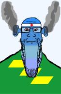 angry bald bloodshot_eyes blue blue_skin calm closed_mouth ear flag flag:japan flag:miyazaki fume glasses japan miyazaki ogre_ears seethe smoke soyjak stretched_chin stubble subvariant:longplier template todofuken transparent_background variant:markiplier_soyjak // 823x1250 // 52.8KB