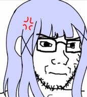 anger_mark anime chino_kafuu closed_mouth concerned ear frown glasses gochiusa purple_hair soyjak stubble variant:soyak // 650x726 // 123.9KB