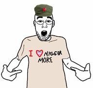 arm cap clothes communism glasses hand hat heart i_love nigger open_mouth pointing soyjak star stubble tranny tshirt variant:shirtjak // 618x586 // 39.8KB