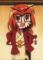 animated anime anime_girl beard dance ext=gif eyebrows female glasses joshiraku marii_buratei meta:not_oc red_hair variant:unknown // 160x224 // 409.2KB