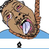 argentina blacked bloodshot_eyes brown_skin crying cum flag glasses hair mustache queen_of_spades rope suicide variant:bernd // 3464x3464 // 1.5MB