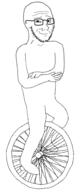 closed_mouth crossed_arms full_body glasses smug soyjak stubble unicycle variant:soyak vehicle // 792x1908 // 212.3KB