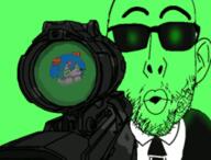 animated anime dead ear glasses glowie glownigger green_background green_skin gun murder open_mouth scope stubble sunglasses tuxedo variant:nojak // 255x194 // 58.0KB