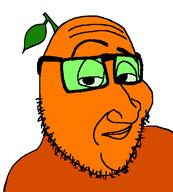 closed_mouth food froot fruit glasses hair orange orange_skin plant smile smug soyjak stubble variant:smugjak // 472x523 // 16.3KB