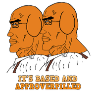 2soyjaks approver closed_mouth clothes dog dog_ear english_text glasses orange_sludge series:its_based_and_christpilled side_profile subvariant:perceptive_chud text variant:chudjak vein white_background // 1280x1237 // 372.8KB