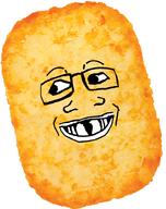 breakfast closed_mouth deformed food glasses grin hashbrown soyjak subvariant:grinlook_poggers variant:markiplier_soyjak // 800x1010 // 1002.1KB
