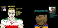 2soyjaks armenia big_lips black_background blond brown_skin buff ear flag:armenia flag:iran frown glasses iran irl lips muscles muscular_male mutt mutt_lips op_is_a_retarded_lazy_faggot_for_not_tagging_his_own_shit stubble subvariant:impish_amerimutt subvariant:muscular_chud text untermensch variant:chudjak variant:impish_soyak_ears white_eyes wordswordswords yellow_hair // 1280x636 // 104.4KB
