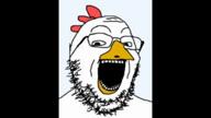 chicken coffee newspaper pipe pointing reddit schizo soyjak subvariant:schizojak variant:cobson variant:feraljak variant:impish_soyak_ears variant:markiplier_soyjak // 1280x720, 30.5s // 3.3MB