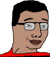 brown_skin closed_mouth clothes glasses hair smile soyjak variant:chudjak // 640x734 // 11.8KB