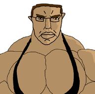 aliased brown_eyebrows brown_eyes brown_hair brown_skin glasses hair mge muscles muscular_male sandnigger shitskin subvariant:chudjak_front subvariant:pol_face tank_top variant:chudjak // 897x891 // 22.9KB