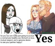 bloodshot_eyes chad crying glasses mustache nordic_chad open_mouth sex soyjak soyjak_comic stubble subvariant:trad_wife text variant:soyak whore wojak // 680x565 // 427.5KB