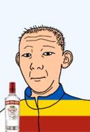 1864 alcohol bottle closed_mouth clothes ear flag flag:rostov_oblast hair neutral oblast rostov_oblast russia smirnoff soyjak text track_suit transparent transparent_background variant:kuzjak vodka white_skin // 810x1192 // 117.1KB