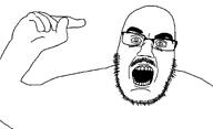 angry bald beard finger glasses looking_at_viewer open_mouth soyjak template thick_eyebrows variant:unknown white_background wrinkles // 1222x742 // 26.0KB