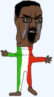 arm brown_skin clothes crying flag:italy frown full_body glasses hair hand italy leg mustache op_is_a_mindbroken_pajeet_retard_who_is_obsessed_with_itaryans open_mouth seething soyjak tear transparent_background variant:chudjak yellow_sclera // 914x1645 // 52.5KB
