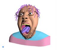 3d flag glasses hair meta:ai_generated mustache open_mouth purple_hair stubble tongue tranny variant:bernd white_skin yellow_teeth // 1024x900 // 102.9KB