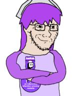 badge closed_mouth clothed crossed_arms glasses ice_poseidon ika_musume oldfag purple_hair smug soyjak squid_girl stubble subvariant:soyak_(smug) trihard twain twitch variant:soyak white_background white_skin // 564x699 // 12.8KB