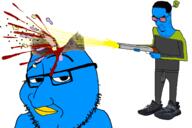 blue_skin duck gun gunshot logan soyjak_blog subvariant:chudjak_seething twitter variant:chudjak variant:smugjak zoomer zoomer_hair // 2999x2000 // 879.4KB