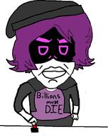 angry arm button closed_mouth clothes hair hand hat millions_must_die murder_drones purple_hair soyjak subvariant:chudjak_front uzi variant:chudjak // 957x1206 // 191.0KB