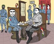 army art belt catchud celticip_(namefag) chair chasecool_(namefag) chud civil_war classical_art_parody confederate crying english_text flag:italy flag:mexico ginger green_eyes hamas_2(namefag) italian_chad(namefag) italy italy_vs_mexico its_over mask military military_jacket military_uniform multiple_soyjaks painting robert_e_lee satoko_houjou(namefag) sectionalism shading shadow sitting subvariant:chudjak_front subvariant:feralsquirrel table text trend:jartycuck trend:squirreljakking variant:chudjak variant:feraljak war // 512x412 // 134.3KB