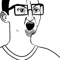 clothes ear glasses hair open_mouth punisher_face redraw soyjak stubble subvariant:awsome_chud variant:chudjak // 1200x1600 // 431.3KB