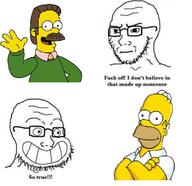 2soyjaks calarts cartoon closed_mouth concerned glasses grin homer_simpson ned_flanders soyjak stubble subvariant:soyak_(irritated) the_simpsons variant:soyak // 935x904 // 94.8KB