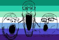 faggot gay pride_flag soyjak_trio variant:gapejak variant:markiplier_soyjak variant:tony_soprano_soyjak // 1293x874 // 510.7KB