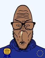 award bloodshot_eyes blue_jacket booger brown_skin clothes drool european_union moustache star subvariant:euromutt subvariant:redrawn_euromutt subvariant:redrawn_plier tear text variant:markiplier_soyjak // 900x1150 // 29.7KB