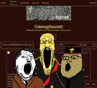 fascist 3soyjaks adolf_hitler asian axis benito_mussolini board brown_skin clothes fascism germany glasses hair hat hirohito italy japan military mustache necktie open_mouth soyjak stubble tojo_hideki toothbrush_moustache trend:soyjak_trio uniform variant:gapejak variant:markiplier_soyjak variant:tony_soprano_soyjak yellow_skin zzzchan // 1241x1125 // 316.0KB