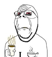 angry bloodshot_eyes clothes coffee glasses hand holding_object i_love java soyjak stubble subvariant:wholesome_soyjak tired variant:gapejak yellow_teeth // 1000x1091 // 72.9KB
