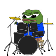 amphibian animal closed_mouth clothes cymbal drum drum_set drums frog green_skin instrument lips nas nas:pepe pepe pepe_the_frog sitting stool subnas:apu transparent_background // 894x894 // 302.4KB